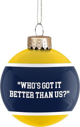 زخرفة الأبطال الوطنيين لكرة القدم الجامعية في ميشيغان NCAA 2023 - 2 5/8 بوصة زخرفة شجرة الكرة الزجاجية - جانبان - البحرية والذرة in Kuwait