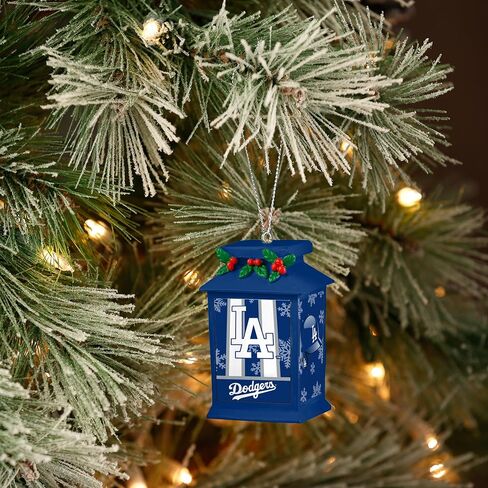 FOCO - MLB Baseball Team Holiday Light Up Lantern Xmas Christmas Tree Hanging Ornament (Los Angeles Dodgers) in Saudi Arabia