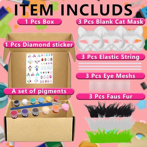 Therian Mask 3 pack,DIY Cat Mask Kit，White Cat Mask to Paint Halloween Mask in Saudi Arabia