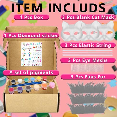 Therian Mask 3 pack,DIY Cat Mask Kit，White Cat Mask to Paint Halloween Mask in Saudi Arabia