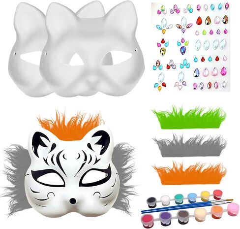 Therian Mask 3 pack,DIY Cat Mask Kit，White Cat Mask to Paint Halloween Mask in Saudi Arabia