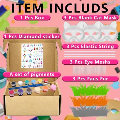 Therian Mask 3 pack,DIY Cat Mask Kit，White Cat Mask to Paint Halloween Mask in Saudi Arabia