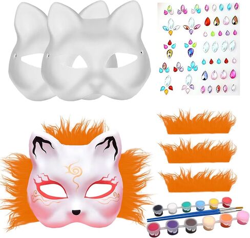 Therian Mask 3 pack,DIY Cat Mask Kit，White Cat Mask to Paint Halloween Mask in Saudi Arabia