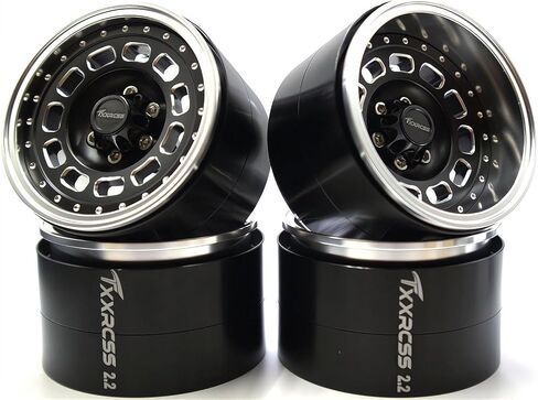 Aluminum RC 2.2 Beadlock Wheels Adjustable 2 Offsets Rims Hub for Axial Ryft Upgrades 1/10 Crawle Car Wheel and Tires Remote Control SCX10 Trx4m(4PC) (Black ＆Titanium gdlden) in Kuwait