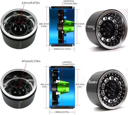 Aluminum RC 2.2 Beadlock Wheels Adjustable 2 Offsets Rims Hub for Axial Ryft Upgrades 1/10 Crawle Car Wheel and Tires Remote Control SCX10 Trx4m(4PC) (Black ＆Titanium gdlden) in Kuwait