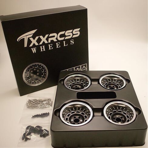 Aluminum RC 2.2 Beadlock Wheels Adjustable 2 Offsets Rims Hub for Axial Ryft Upgrades 1/10 Crawle Car Wheel and Tires Remote Control SCX10 Trx4m(4PC) (Black ＆Titanium gdlden) in Kuwait