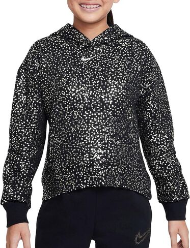 Nike Girl's NSW Fleece WC Hoodie (Little Kids/Big Kids) Black/Metallic Gold SM (8 Big Kid) in Saudi Arabia