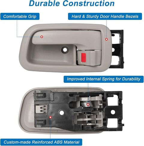 Interior Door Handles with Bezel Fit for Toyota Tundra 2000 2001 2002 2003 2004 2005 2006 Replacement for 692070C010B1 692080C010B1 81290 81294 Left Driver Right Passenger Door Handle (Beige) in Kuwait