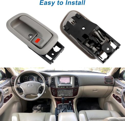 Interior Door Handles with Bezel Fit for Toyota Tundra 2000 2001 2002 2003 2004 2005 2006 Replacement for 692070C010B1 692080C010B1 81290 81294 Left Driver Right Passenger Door Handle (Beige) in Kuwait