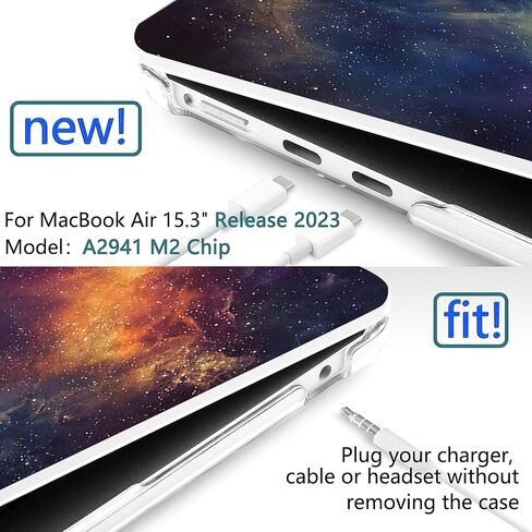 Compatible with MacBook Air 15 inch Case 2023 2024 Release M3 A3114 A2941 M2 Chip Durable Plastic Shell Case with Keyboard Cover & Mac OS Keyboard Sticker (Van Gogh Starry Sky) in Saudi Arabia