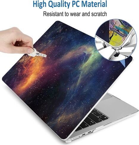 Compatible with MacBook Air 15 inch Case 2023 2024 Release M3 A3114 A2941 M2 Chip Durable Plastic Shell Case with Keyboard Cover & Mac OS Keyboard Sticker (Van Gogh Starry Sky) in Saudi Arabia