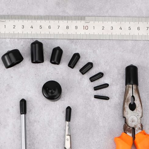 160 Pcs Rubber End Caps 2/25'' to 4/5'' Vinyl End Caps Flexible Rubber Caps Vinyl Tube Bolt Cap Rubber Screw Covers Black Bolt End Caps Screw Caps Thread Protectors for Metal Tube Rod Bolt(9 Sizes) in Saudi Arabia