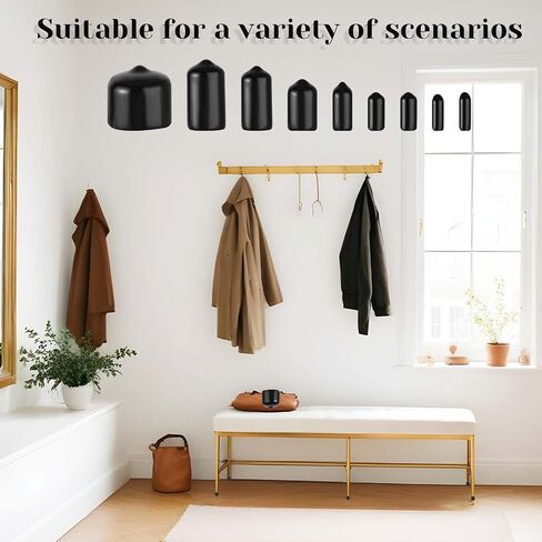 160 Pcs Rubber End Caps 2/25'' to 4/5'' Vinyl End Caps Flexible Rubber Caps Vinyl Tube Bolt Cap Rubber Screw Covers Black Bolt End Caps Screw Caps Thread Protectors for Metal Tube Rod Bolt(9 Sizes) in Saudi Arabia