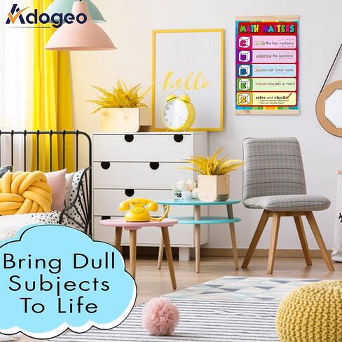 ملصق مكعبات الرياضيات - ملصقات الفصول الدراسية لمسائل الرياضيات، أفكار تزيين الفصول الدراسية في المدرسة المتوسطة، هدايا للمعلمين في الفصول الدراسية في المدارس الثانوية، ديكور المدرسة في الفصول الدراسية 12 بوصة × 18 بوصة (أصفر) in Kuwait