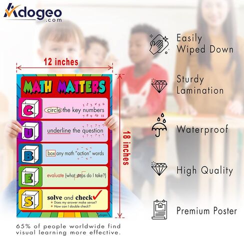 ملصق مكعبات الرياضيات - ملصقات الفصول الدراسية لمسائل الرياضيات، أفكار تزيين الفصول الدراسية في المدرسة المتوسطة، هدايا للمعلمين في الفصول الدراسية في المدارس الثانوية، ديكور المدرسة في الفصول الدراسية 12 بوصة × 18 بوصة (أصفر) in Kuwait