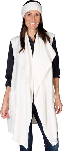 Women’s Pocketed Open Front Fleece Vest Cardigan w/Matching Headband in Saudi Arabia