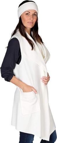 Women’s Pocketed Open Front Fleece Vest Cardigan w/Matching Headband in Saudi Arabia