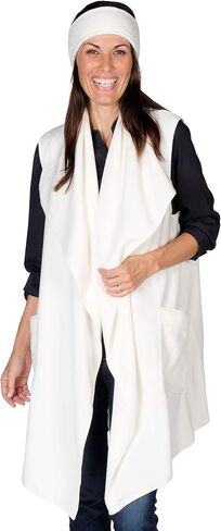 Women’s Pocketed Open Front Fleece Vest Cardigan w/Matching Headband in Saudi Arabia