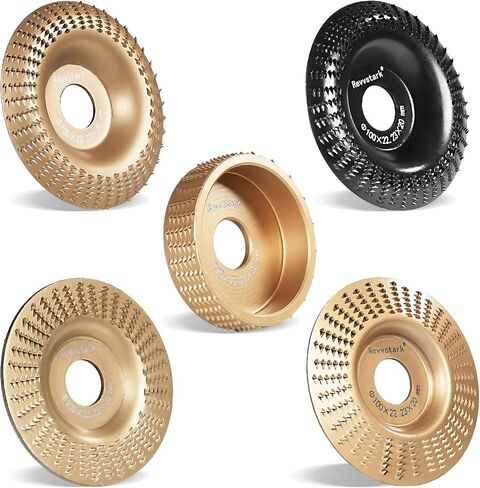 5 Pack Wood Carving Disc for Angle Grinder 4 in & 3 Inch with 7/8" Arbor, Wood Shaping Grinding Wheel Sanding Disc, Woodworking Angle Grinder Attachment Set in Saudi Arabia