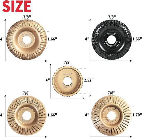 5 Pack Wood Carving Disc for Angle Grinder 4 in & 3 Inch with 7/8" Arbor, Wood Shaping Grinding Wheel Sanding Disc, Woodworking Angle Grinder Attachment Set in Saudi Arabia