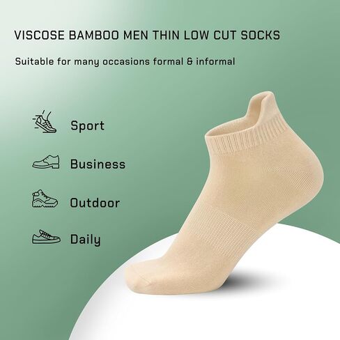 SERISIMPLE Thin Viscose Bamboo No Show Sock Men Low Cut Socks Odor Resistant Breathable Sock 5 Pairs in Saudi Arabia