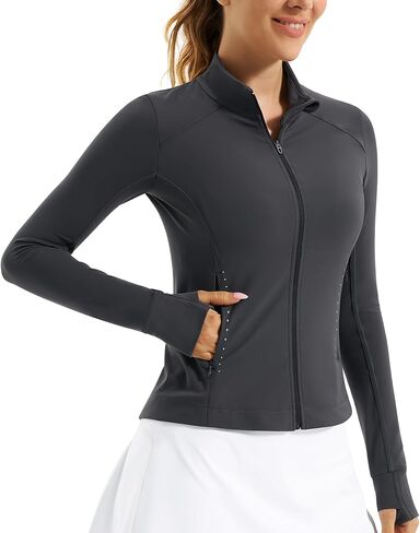 Stelle Women's Zip Up Jackets Lightweight Athletic Running Jacket Workout Slim Fit Yoga Track Clothes with Thumb Holes in Kuwait