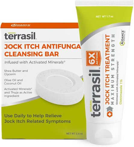 Jock Itch Treatment MAX 14gm and Antifungal Cleansing Soap Kit - 6X Faster with Natural Antifungal Ointment Relief for Tinea Cruris Relieves Itch Irritation by Terrasil in Kuwait