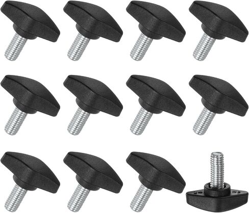 12-Pack Thumb Screws, M6x12mm Tee Wing Knobs, Plastic T Handles Clamping Knob for Woodworking/Machinery/Equipment, Tightening Thread Thumbscrew [Black] in Saudi Arabia