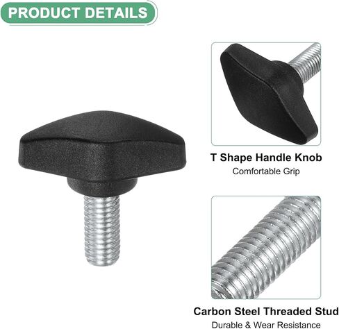 12-Pack Thumb Screws, M6x12mm Tee Wing Knobs, Plastic T Handles Clamping Knob for Woodworking/Machinery/Equipment, Tightening Thread Thumbscrew [Black] in Saudi Arabia