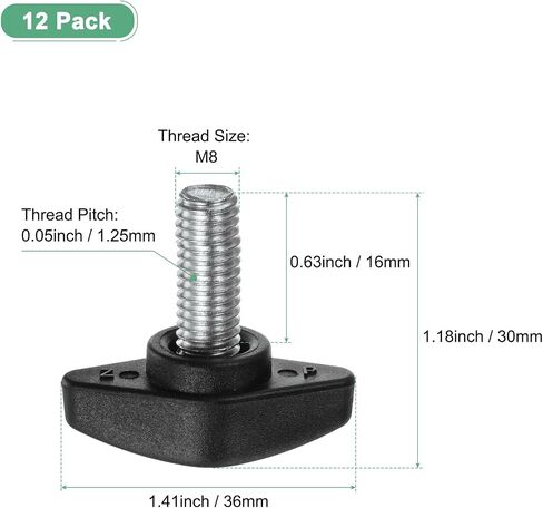 12-Pack Thumb Screws, M6x12mm Tee Wing Knobs, Plastic T Handles Clamping Knob for Woodworking/Machinery/Equipment, Tightening Thread Thumbscrew [Black] in Saudi Arabia