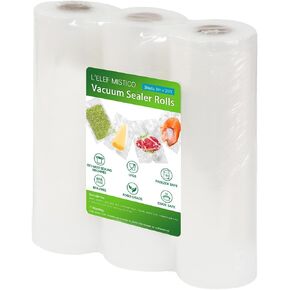 L'ELEF MISTICO Vacuum Sealer Bags for Food, 11''X20' (3 Rolls) BPA Free Food Saver Bags for Sealer, Customized Size Vacuum Storage Bags for Sous Vide or Meal Prep