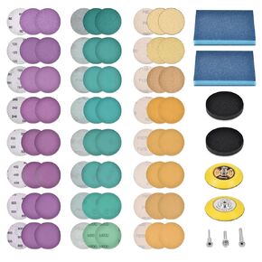 81PCS 3 Inch Sanding Discs Hook and Loop Backing Pad, Sandpaper Angle Grinder Drill Sanding Attachment, Sander for Drill 80 to 800 Grits Sandpaper for Wood Metal Car, Drywall, Polishing, Grinding
