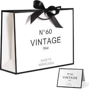 40th Birthday Gift Bags for Men Women, White and Black Keepsake Gift Paper Bag for Her Anniversary Party Present Shopping Tote Bags Women 40 Year Old Decorations Idea