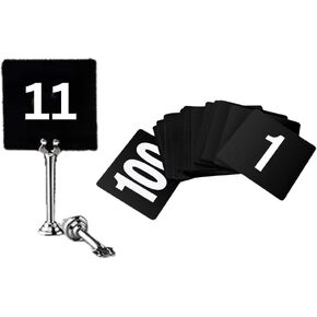 Double Sided Plastic Table Numbers for Restaurant, Wedding Seating Signs for Party, Banquets, Table Numbers - 4" x 4" White on Black (100)