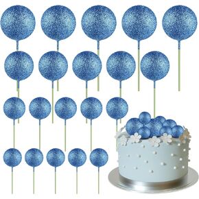 ASTARON 20 Pcs Ball Cake Topper Decorations Mini Balloons Cake Topper Sticks Light Blue Balls Cake Picks Cake Topper Balls Cake Decorations for Wedding Birthday Cake Decorations