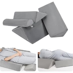 Wedge Pillows for Bed Positioning (4 in 1), Body Positioners for Side Sleepers to Relieve Back Pain, Prevent Bedsores, Elevate Knees, Wedge Pillows for Post-op, Pregnancy