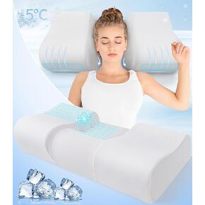 Beauty Pillow, Anti Wrinkle Cervical Memory Foam Pillow for Neck Pain Relief, Anti Aging Back Sleep Training Pillow, Wrinkle Prevention Pillow to Keep Head Straight with Cooling Pillowcase