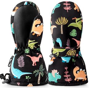 Caudblor Kids Mittens For Age 2-4,5-7,8-10, Toddler Waterproof Long Cuff Winter Mitten Gloves