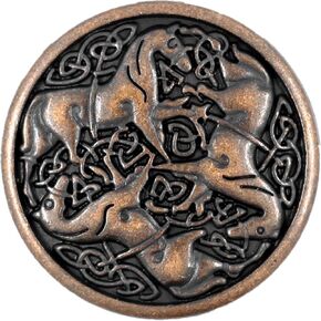 Bezelry 10 Pieces Celtic Horses Metal Shank Buttons. 25mm (1 inch) (Antique Silver)