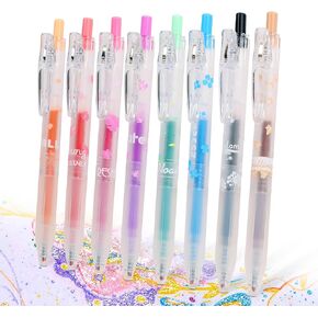Glitter Gel Pens, 16 Colors Glitter Pens, 0.7mm Fine Tip Retractable Colored Sparkle Gel Pens for Adults Journaling Coloring in Kuwait
