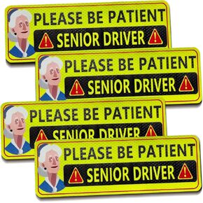 Pregnant Driver Magnet for Car 4 Pack Reflective Sticker Pratical Gifts for Exceptant Mother Driver Funny Car Magnet Please be Patient Safe Driving