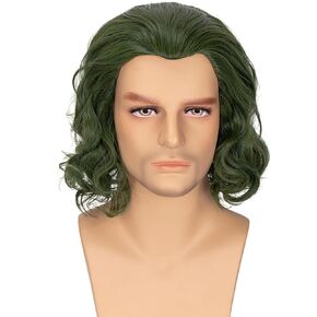 Wavy Wig with Air Bangs for Women Cosplay Short Blonde Black Ombre Synthetic Shoulder Length Wig for Daily Use Hairstyle Dress Hair Costume Party Halloween