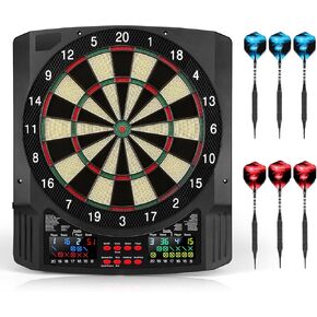 Electronic Dart Board, 2 Large Colorful LEDs Dartboard, 43 Games 320 Variants, Digital Soft Tip Dartboards Set with 6 Darts, 100 Tips