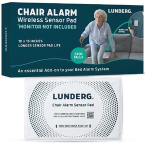Lunderg Chair Alarm System - Wireless Chair Alarms and Fall Prevention for Elderly and Dementia Patients - Smart and Reliable Elderly Monitoring Kit for Caregiver - Perfect Complement to Bed Alarm
