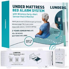 Lunderg Under Mattress Bed Alarm for Elderly Adults & Chair Alarm Set - Wireless Early-Alert Bed Pad, Chair Pad & Pager - Bed Alarms and Fall Prevention for Elderly and Dementia Patients