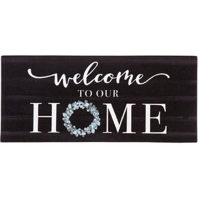 Evergreen Eucalyptus Welcome Sassafras Switch Mat Inserts, 22 x 10 Inches Interchangeable Front Door Mat Outdoor Entrance, Indoor Entryway Rug