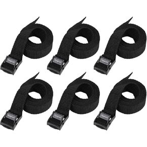 Ayaport Lashing Strap Tie DownStraps with Adjustable Cam Buckle Nylon Cinch Strap for Packing Cargo, Bike, Luggage Black 6 Pcs (Black, 0.75'' x 48')