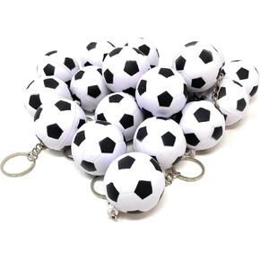 Bulk 20 Pack Foam Soccer Stress Ball Keychain Assortment - Ideal for Season Prize, Backpacks, Keyrings, Party Favors