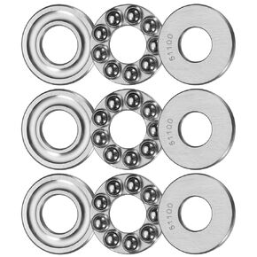 uxcell 3 Set 51203 Thrust Ball Bearings 18 x 35 x 12mm Plane Axial Ball Bearing Single Row Roller, Chrome Steel (ABEC3)