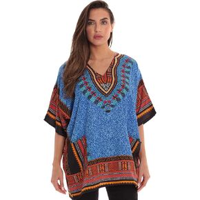 قميص ريفييرا صن داشيكي للنساء مع جيوب بطباعة قبلية أفريقية in Kuwait